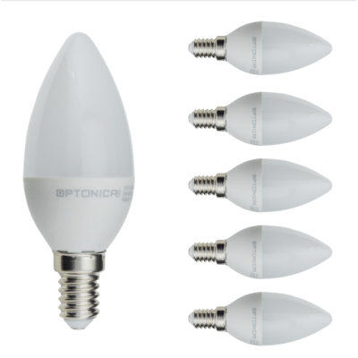 Lampadina LED Candela E14 8 Watt Resa 60Watt Risparmio Energetico 2700K Pezzi 6