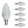 Lampadina LED Candela E14 8 Watt Resa 60Watt Risparmio Energetico 2700K Pezzi 6