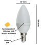 Lampadina LED Candela E14 8 Watt Resa 60Watt Risparmio Energetico 2700K Pezzi 6