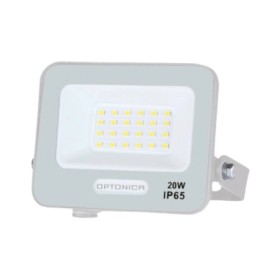 Optonica Proiettore Led Smd Corpo Bianco 20 Watt con Cavo 15 cm Esterni IP65