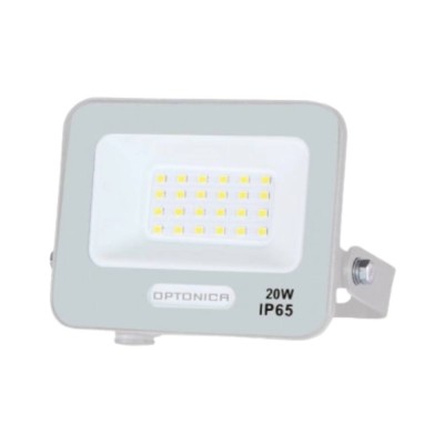 Optonica Proiettore Led Smd Corpo Bianco 20 Watt con Cavo 15 cm Esterni IP65