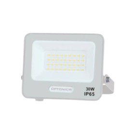 Optonica  Proiettore Led Smd IP65 30W Corpo Bianco con Cavo 15 cm Incluso 