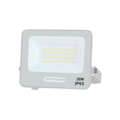 Optonica  Proiettore Led Smd IP65 30W Corpo Bianco con Cavo 15 cm Incluso 