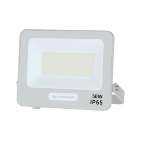 Optonica  Proiettore Led Smd IP65 50W Corpo Bianco con Cavo 15 cm Incluso 