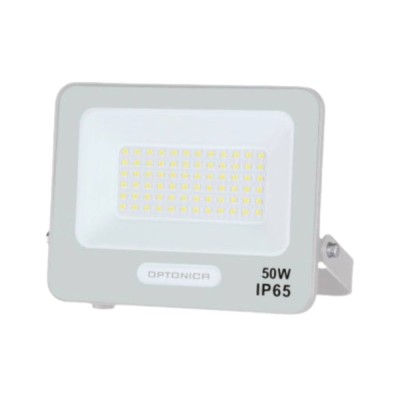 Optonica  Proiettore Led Smd IP65 50W Corpo Bianco con Cavo 15 cm Incluso 