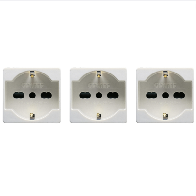 Presa Schuko Bivalente  Standard Tedesco Italiano Serie  Gewiss GW20246 Pezzi 3