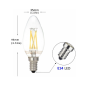 Optonica Lampadine LED a Filamento C35 E14 4W Alta Efficienza e Lunga Durata
