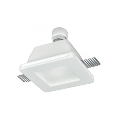 Porta Faretto da Incasso Quadrato in Gesso Verniciabile con Staffe Attacco GU10