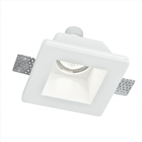 Porta Faretto da Incasso Quadrato in Gesso Verniciabile con Staffe Attacco GU10