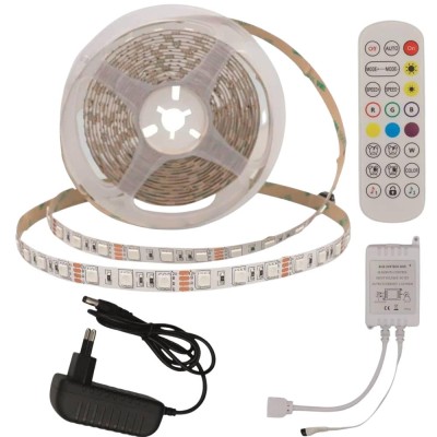 Optonica 4322 Kit Striscia LED RGB 5m con Alimentatore IR