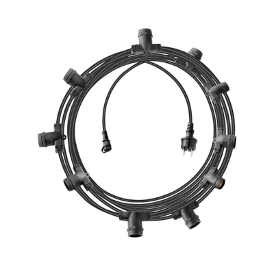 Catenaria Luminosa con 10 Portalampada Attacco E14 Cavo Lunghezza 5 metri IP44