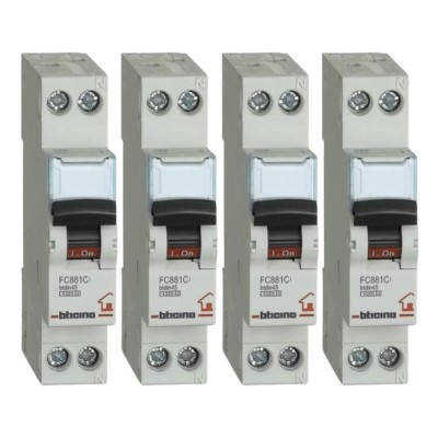 Interruttore Magnetotermico 4 Pezzi 1 Polo + Neutro Curva C Btdin Rs FC881C 