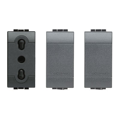 Living Light Presa Antracite Bivalente Bipasso L4180 2 Falso Polo Tappo L4950