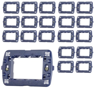 Living Light Telaio Pezzi 20 Supporto Plastica Blu Scatola 3 Moduli LN4703