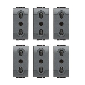 Living Light 6 Pezzi Presa Antracite Bivalente Bipasso Standard Italia L4180