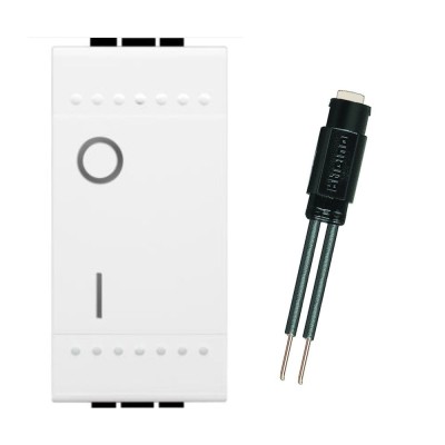 Living Light Interruttore Bipolare 16 A Bianco N4002N con Lampada Led Spia