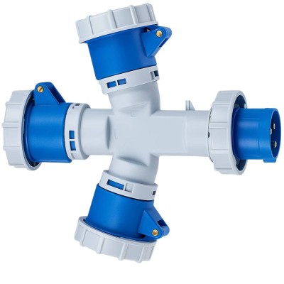 Ecova 20564 Adattatore Industriale Spina Cee 16A tre Prese 2P+T IP67