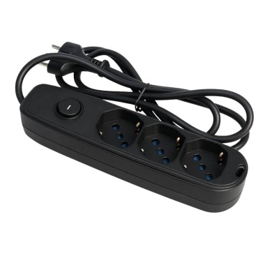 Ecova 30096X Multipresa 3 Uscite Universali Nera con Cavo 1,5m e Interruttore