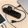Ecova 30096X Multipresa 3 Uscite Universali Nera con Cavo 1,5m e Interruttore