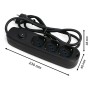 Ecova 30096X Multipresa 3 Uscite Universali Nera con Cavo 1,5m e Interruttore