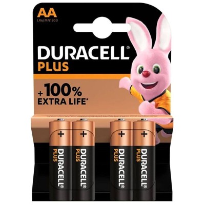 Duracell Plus AA MN1500B4 Batterie Alcaline 1,5V Confezione 4 Pezzi