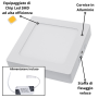 Plafoniera LED Soffitto 18Watt Slim Quadra Alimentatore Incluso 4500K Pezzi 3