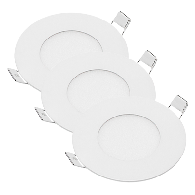 Pannello LED Incasso 8 Cm 3Watt Slim Tondo Alimentatore Incluso 6000K Pezzi 3