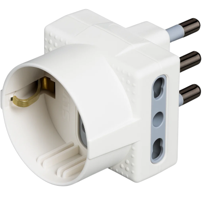 BTicino S3611DE Adattatore TRIS 1 Schuko 2 prese bipasso 10/16A bianco 250V