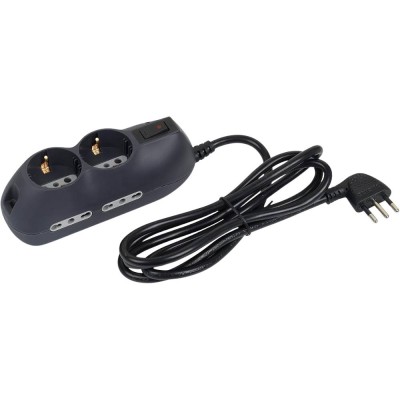 Multipresa BTicino 3695GB 4 Prese Bipasso 10/16A Colore Grigio Cavo 1,5mt