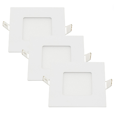 Pannello LED Incasso 7.5Cm 3Watt Slim Quadro Alimentatore Incluso 6000K Pezzi 3