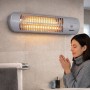Zephir HZQ1200W Stufa al Quarzo da Parete 1200 W IP24 con Tirante 