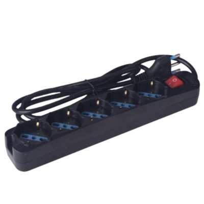 Multipresa  5 Posti SCHUKO Con Interrutore Spina 16A Colore Nero