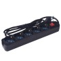 Multipresa  5 Posti SCHUKO Con Interrutore Spina 16A Colore Nero
