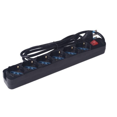 Multipresa  6 Posti SCHUKO Con Interrutore Spina 16A Colore Nero
