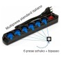 Multipresa  6 Posti SCHUKO Con Interrutore Spina 16A Colore Nero