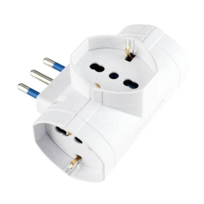  Ecova 30198 Adattatore Triplo3 Prese Universali Bipasso Spina 16A Salvaspazio Bianco