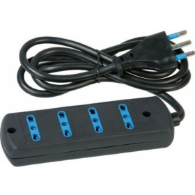 Multipresa Ecova 4 Uscite Bipasso 2P+ T, Cavo 3G 1,0 Mm Lunghezza 1,5 Mt Nero