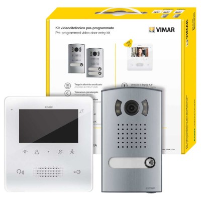 Kit Videocitofono Vimar 7558/E Monofamiliare Vivavoce Colori Due Fili Plus 4,3