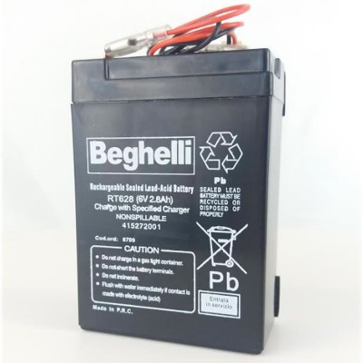 Beghelli Batteria Ricaricabile al Piombo 6V 2,8Ah TC628 per Lampade D'Emergenza