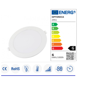 Optonica Mini Pannello Led Rotondo Sottile  Retroilluminati Bianco 6000K