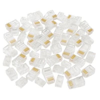 Plug RJ45 UTP Cat6 8P8C Trasparenti  Confezione da 100 Pezzi 