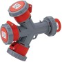 Ecova 20565 Adattatore Industriale Spina Cee 16A 3P+T tre Prese Rosse IP67