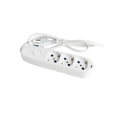 Ecova 30101X Multipresa 3 Prese Universali Con Interruttore E Cavo 1,5 Metri Bianco
