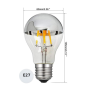 Optonica 1880 Lampadina Led 7W A60 E27 250 Lumen Mezza Vetro Argento