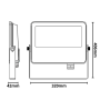 Proiettore LED 300 Watt Slim Metallo Grigio  IP65  Equivalente 1827  Watt