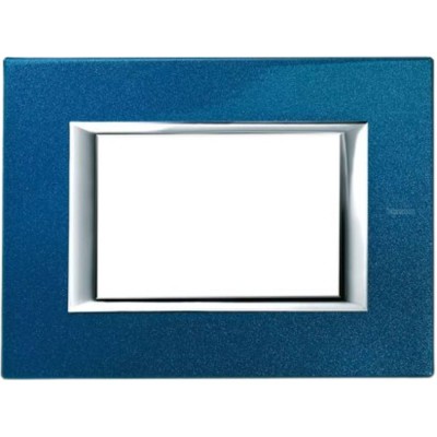 Placca Rettangolare 3 Moduli Blu Meissen Bticino In Metallo