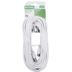 Cavo Antenna Tv Bianco Ecova  Spina e Presa 10 MT