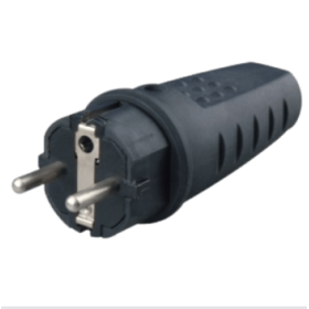 Spina Elettrica Schuko  Gomma Nera 16  Ampere Ecova 