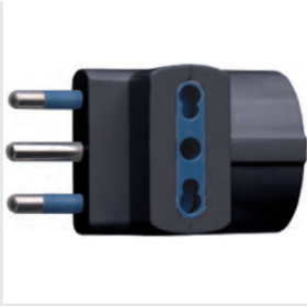 Adattatore Triplo Attacco Grande  Nero  Schuko 16  Ampere Ecova 