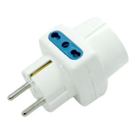 Adattatore Bianco  Spina Schuko 2 Prese Bipasso 1 Presa Schuko 16  Ampere Ecova 